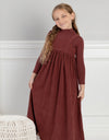Girls Corduroy Maxi Jumper Shabbos Robe with Matching Turtleneck Set Cinnamon