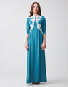 Lace Trimmed Nightgown with Front Buttons Bright Teal