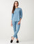 Soft Pajama Legging Set with Vertical Trim Sky Blue