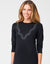 Pull On Layered Nursing Nightgown with Contrast Stitched Waves Black