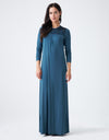 Pull On Nightgown with Sparkly Lace Teal Blue
