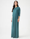 Pull On Layered Nursing Nightgown with French Lace Teal Green