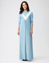 Deep V Color Block Nightgown Soft Blue