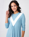 Deep V Color Block Nightgown Soft Blue