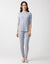 Satin Trimmed Soft Pajama Legging Set with Pocket Gray