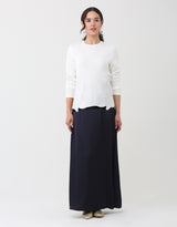 33"-40" Mock Wrap Satin Skirt Navy Blue