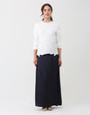 33"-40" Mock Wrap Satin Skirt Navy Blue