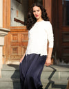 33"-40" Mock Wrap Satin Skirt Navy Blue