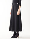 37" Lined Twill Skirt with Side Zipper and Silver Button Detail