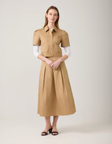 Puff Sleeve Button Bomber Jacket Camel
