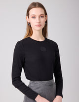 Ribbed Crew Tee with AppliqueBlack