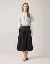 Seersucker Bubble Safari Shirt Grey