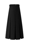37" Black Pleated Midi Skirt With Side Buckles