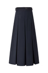 37" Navy Pleated Skirt With Side Buckles