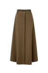 37" Brown A-Line Midi Skirt With Pockets