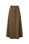 37" Brown A-Line Midi Skirt With Pockets