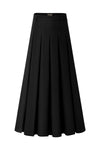 37" Black Pleated Midi Skirt With Belt Loops