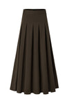 37" Dark Brown Pleated Midi Skirt With Belt Loops