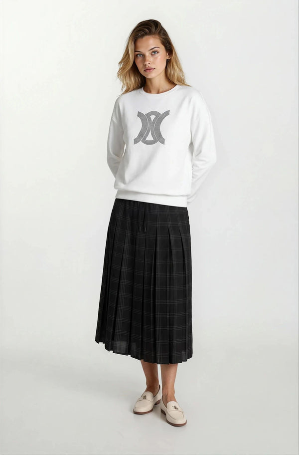 Sweatshirt with Sparkling Logo Detail White