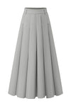 33" Grey Pleated Midi Skirt