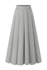 33" Grey Pleated Midi Skirt
