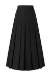 37" Black Pleated A-Line Midi Skirt