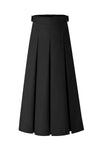 37" Belted Pleated Midi Skirt Black