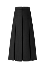 37" Belted Pleated Midi Skirt Black