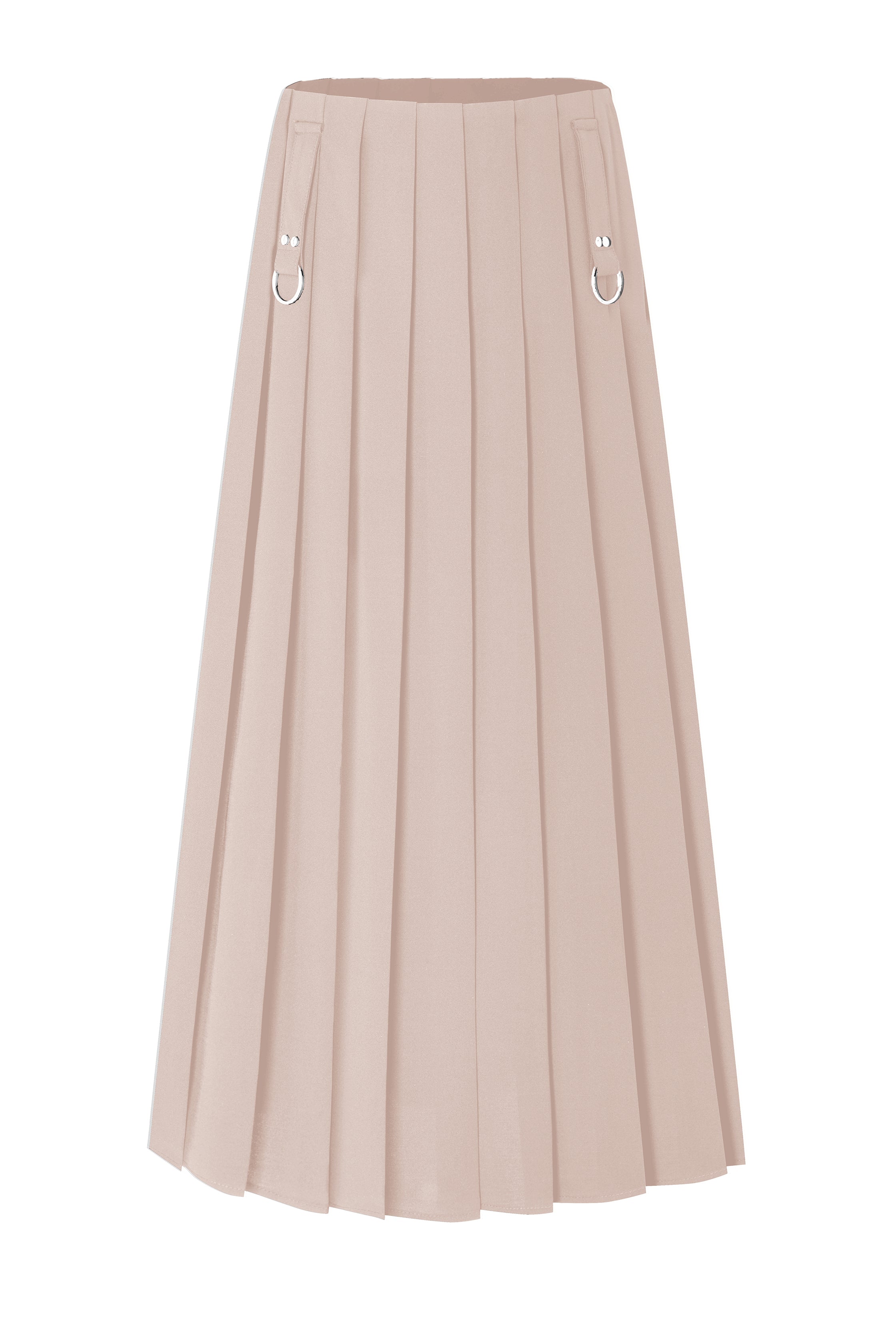 34" Buckle Detail Pleated Skirt Pink