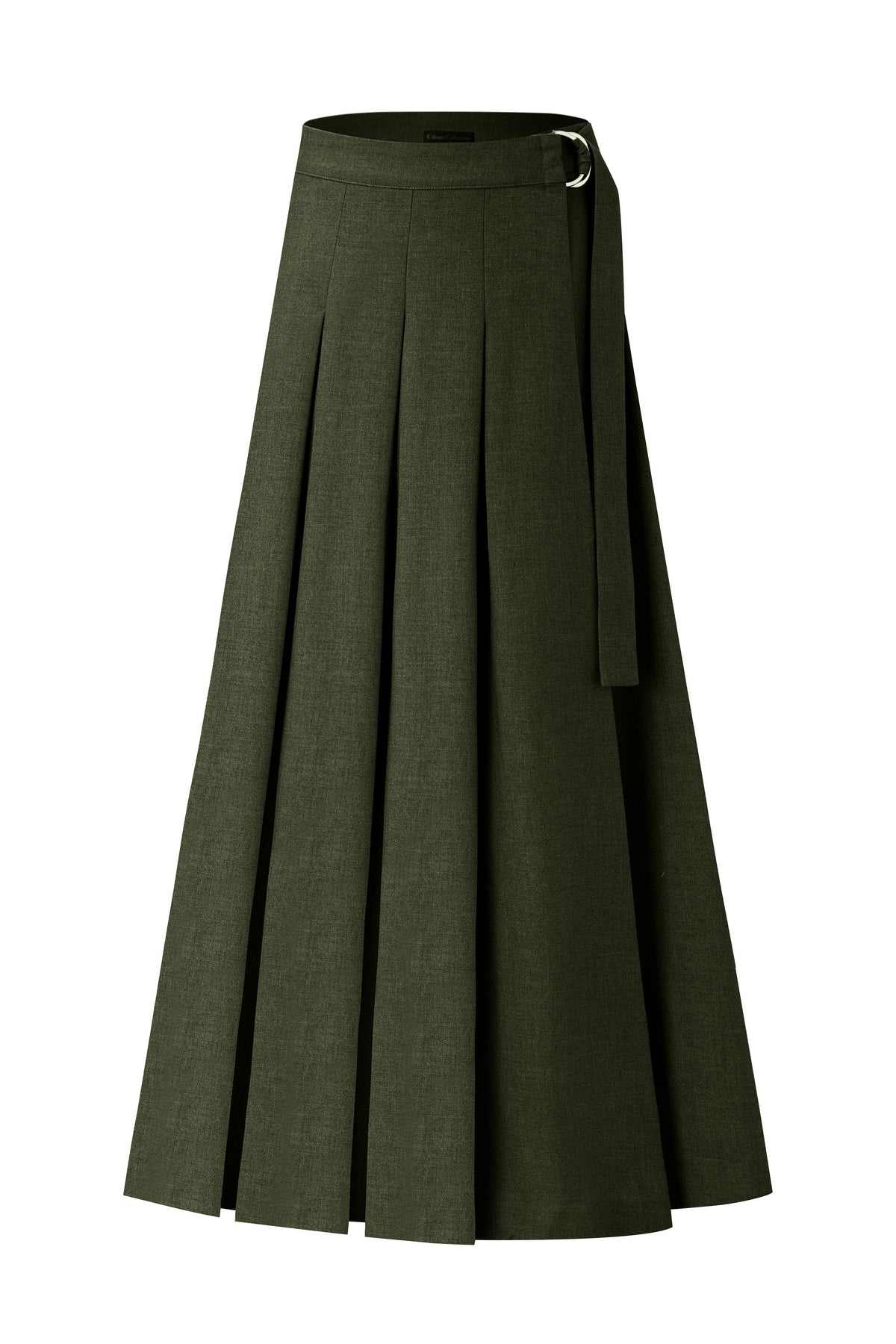 37" Green D-Ring Pleated Maxi Skirt