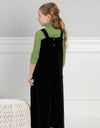 Girls Velour Maxi Jumper Shabbos Robe with Green Jewel Back Buttons