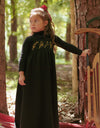 Girls Velour Maxi Jumper Shabbos Robe with Gold Embroidery