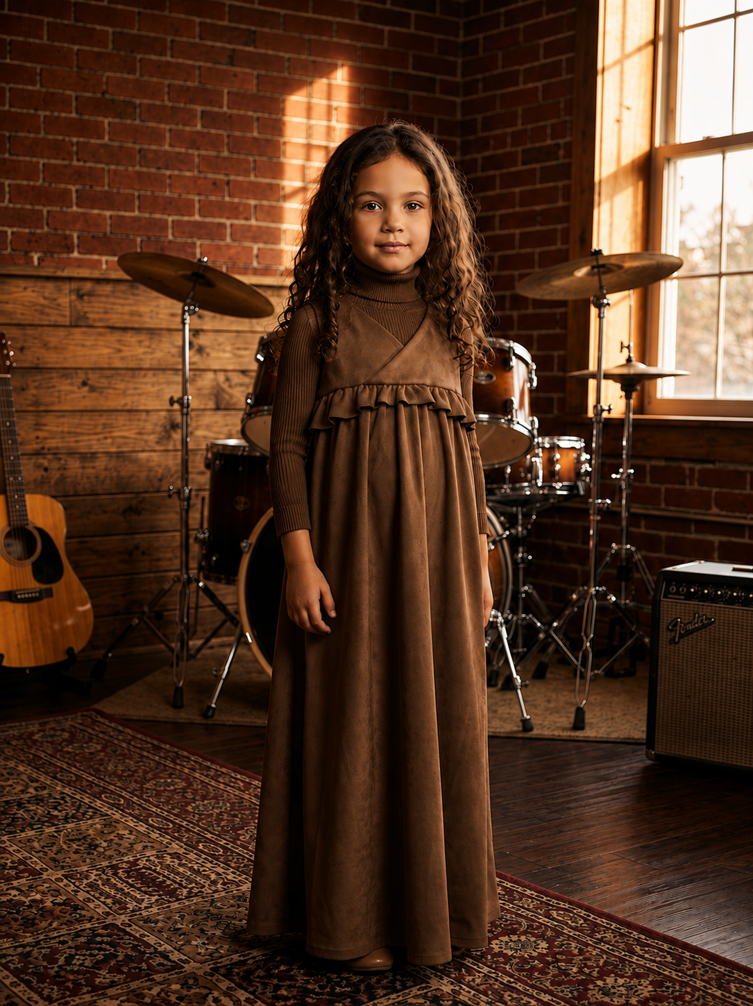 Coffee V-Neck Maxi Jumper