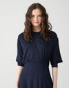 Crossover Curve Cut Rayon Maxi Dress Navy