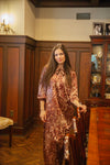 JackieO Burgundy Animal Print Maxi Dress With Drawstring Neckline