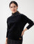 Velour Top with Rib Turtle Neck and Animal Tag