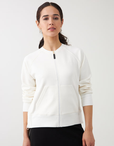 SuperSoft Jersey Zip Jacket with Back Bungee and Side Snap Vents Ivory