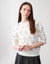 SuperSoft Jersey Crew Top with Floral Embroidery Ivory Gray