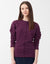 Ribbed Crew Tee with Exposed Frilly Seams Violet