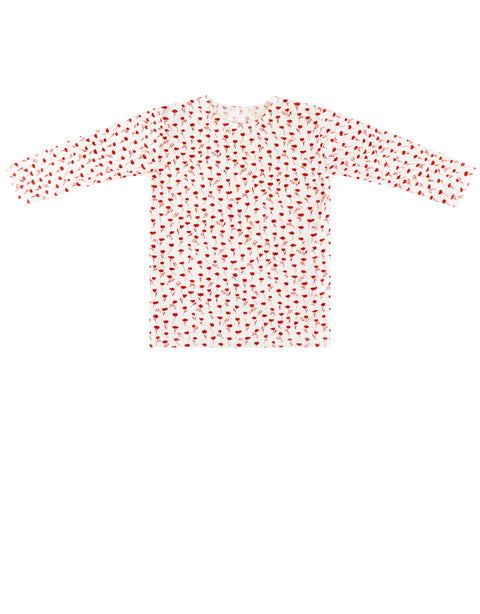 Kids Long Sleeve Crew Neck Print Shell Mini Florals Red - MUST BE PURCHASED WITH ROBE