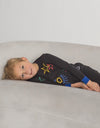 Pima Cotton Fuzzy Galaxy Kids Pajamas Legging Playwear Set Black