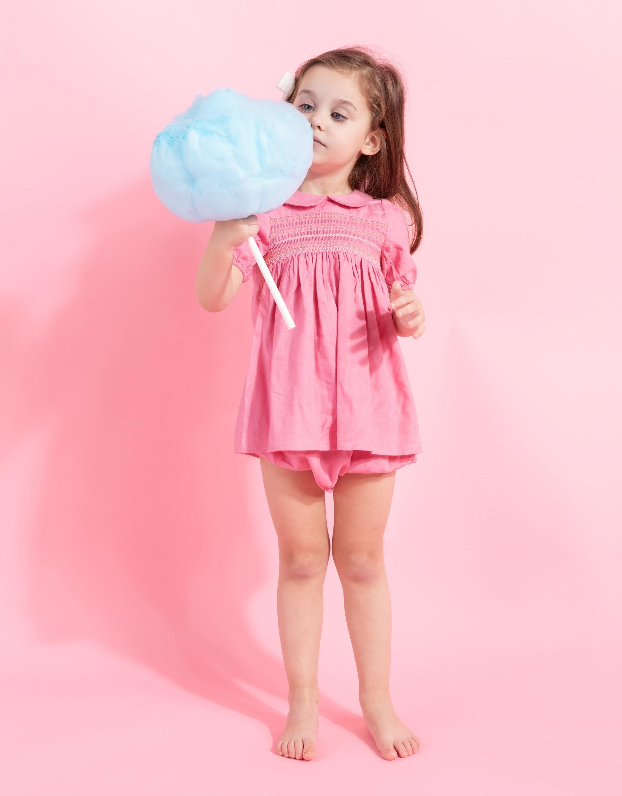 Toddler Girl Smocked Playwear Bloomer Set Fuschia
