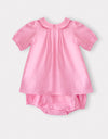 Toddler Girl Pintucked Linen Playwear Set Fuschia