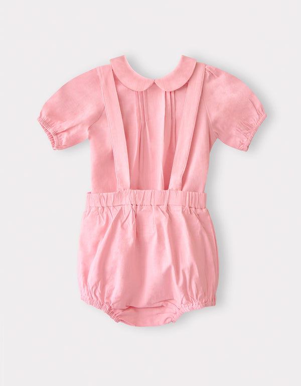 Toddler Girl Pintucked Linen Playwear Set Pink