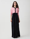 Cropped Button Cardigan with Picot Trim Pink
