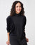 Velour and Rib Combo Tneck Bungee Top Black