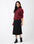 Velour and Rib Combo Tneck Bungee Top Burgundy