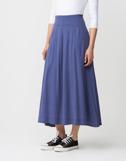 33" Fully Lined Linen Blend Weekender Skirt with Back Smocking Detail Ceil
