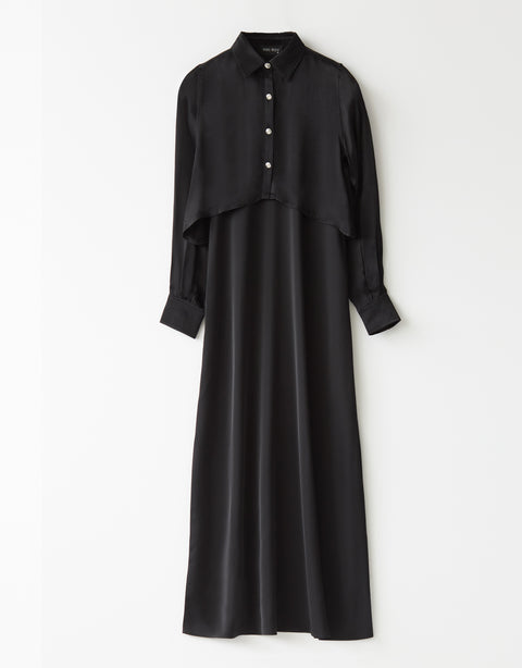 Satin Sleeveless Lined Aline Maxi Dress Shabbos Robe Black
