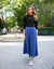 34" Lined Elastic Waist Soft Woven Aline Skirt Ceil Blue